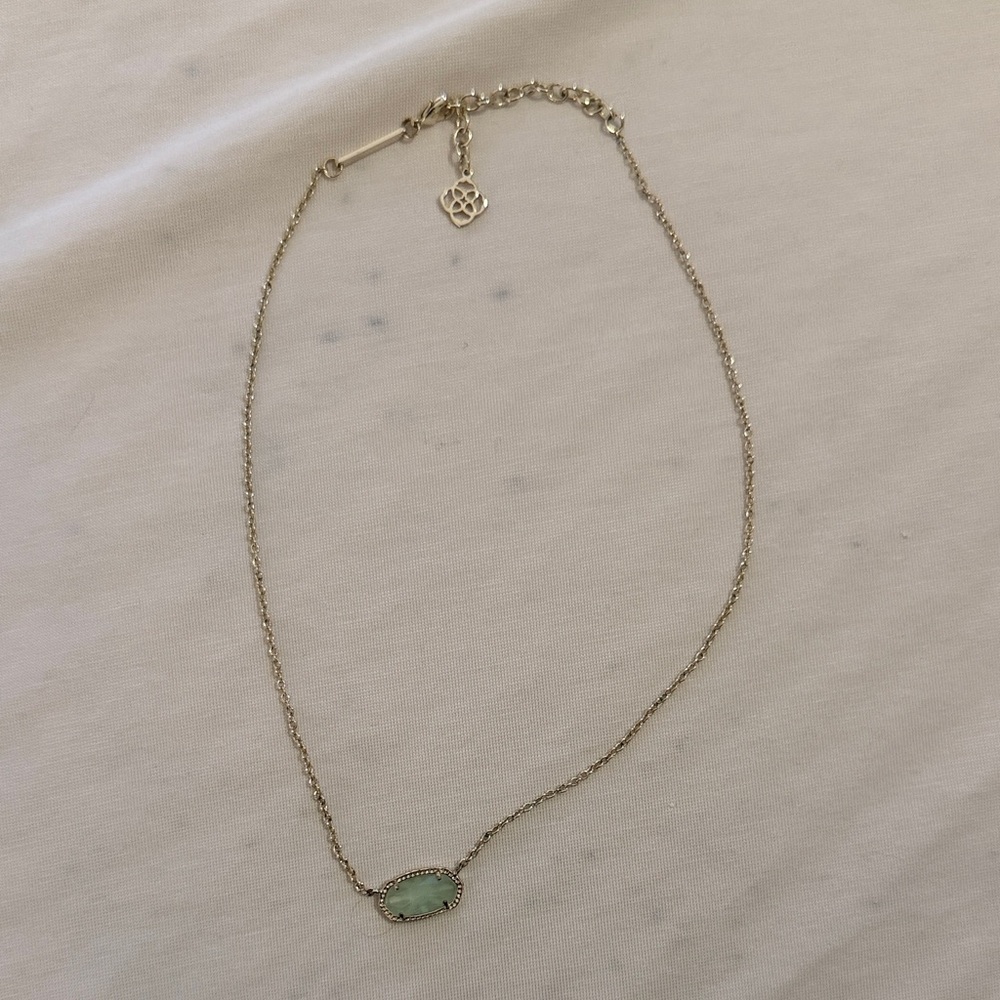 Kendra Scott Gold Necklace with Light Green Pendant